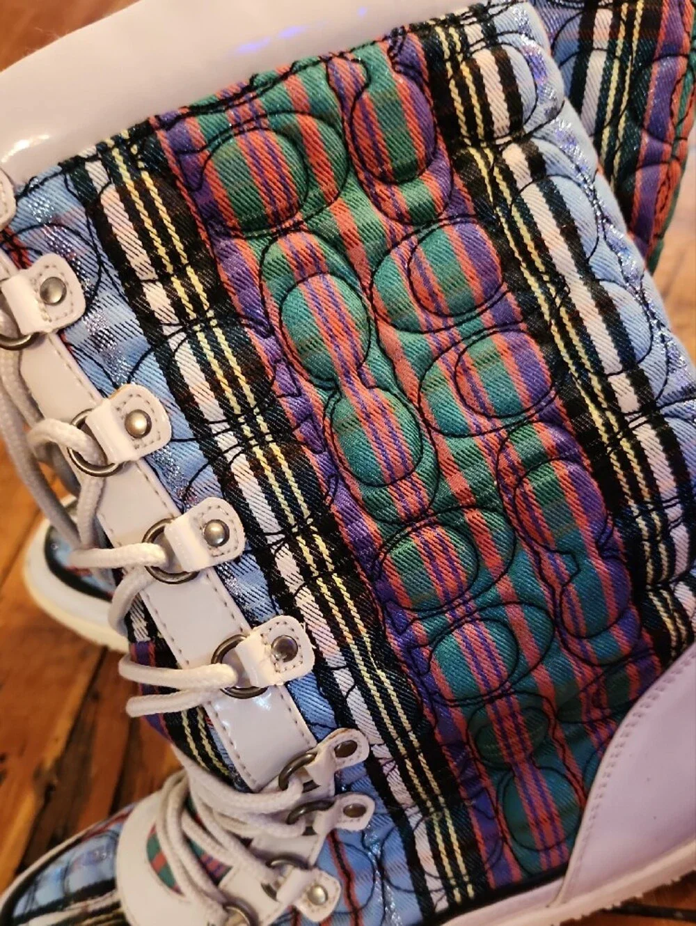 COACH Poppy Peggy Women's Quilted Multicolor Winter/Snow Boots